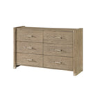 Sarai Brown Dresser with Spacious Drawers and Acrylic Bar Handles in Light Brown Rubber Wood Finish Dresser