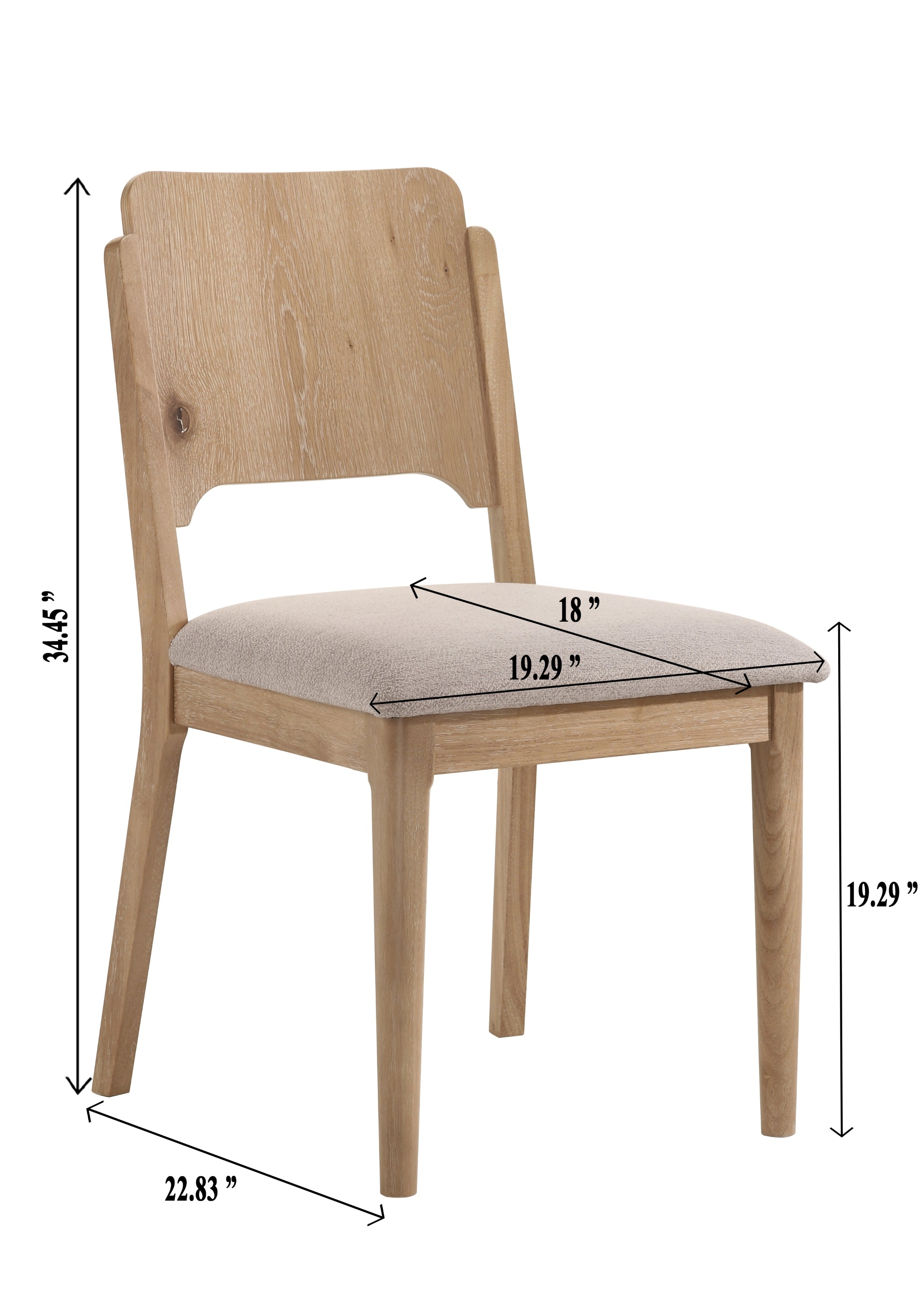 Set of 2 Warm Wood/Beige Dining Side Chair Upholstered Seat Back Spat Back Sleek Wood Panel Dining Room Wooden Solid Wood Furniture