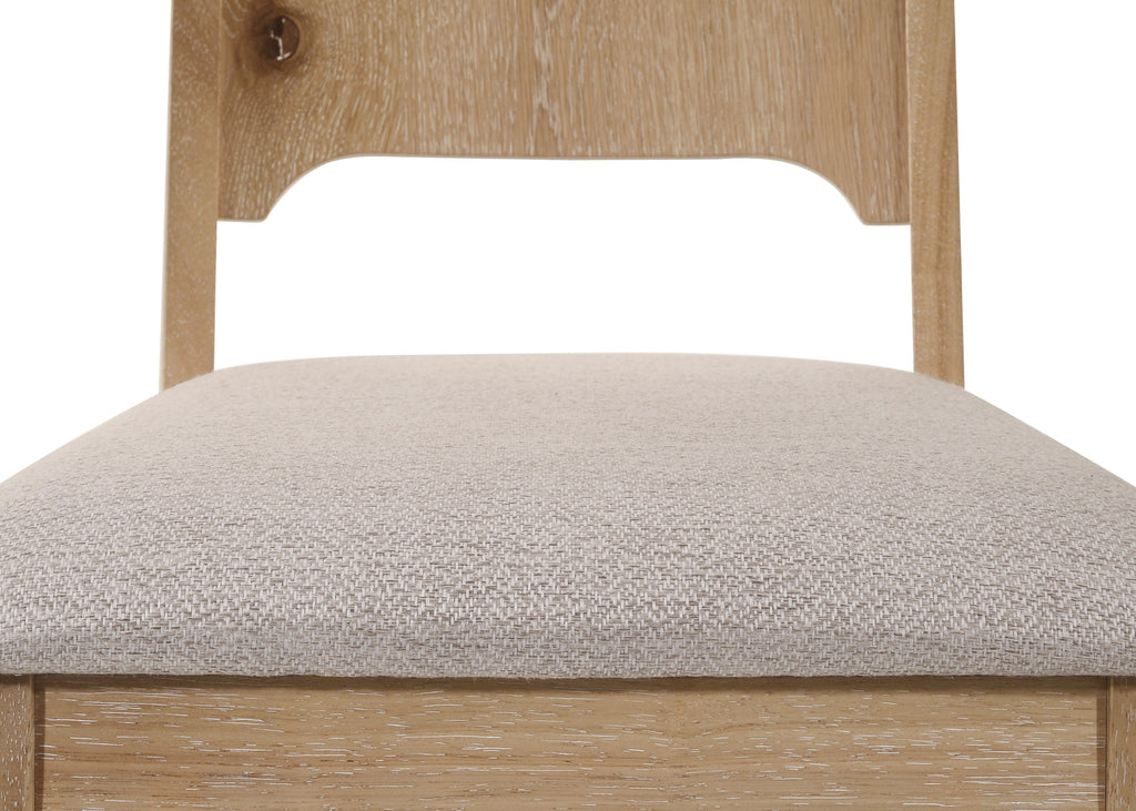 Set of 2 Warm Wood/Beige Dining Side Chair Upholstered Seat Back Spat Back Sleek Wood Panel Dining Room Wooden Solid Wood Furniture