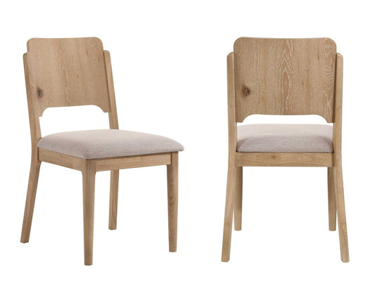 Set of 2 Warm Wood/Beige Dining Side Chair Upholstered Seat Back Spat Back Sleek Wood Panel Dining Room Wooden Solid Wood Furniture