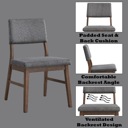 Seda Gray Corduroy & Walnut Finish Side Chair (Set of 2)