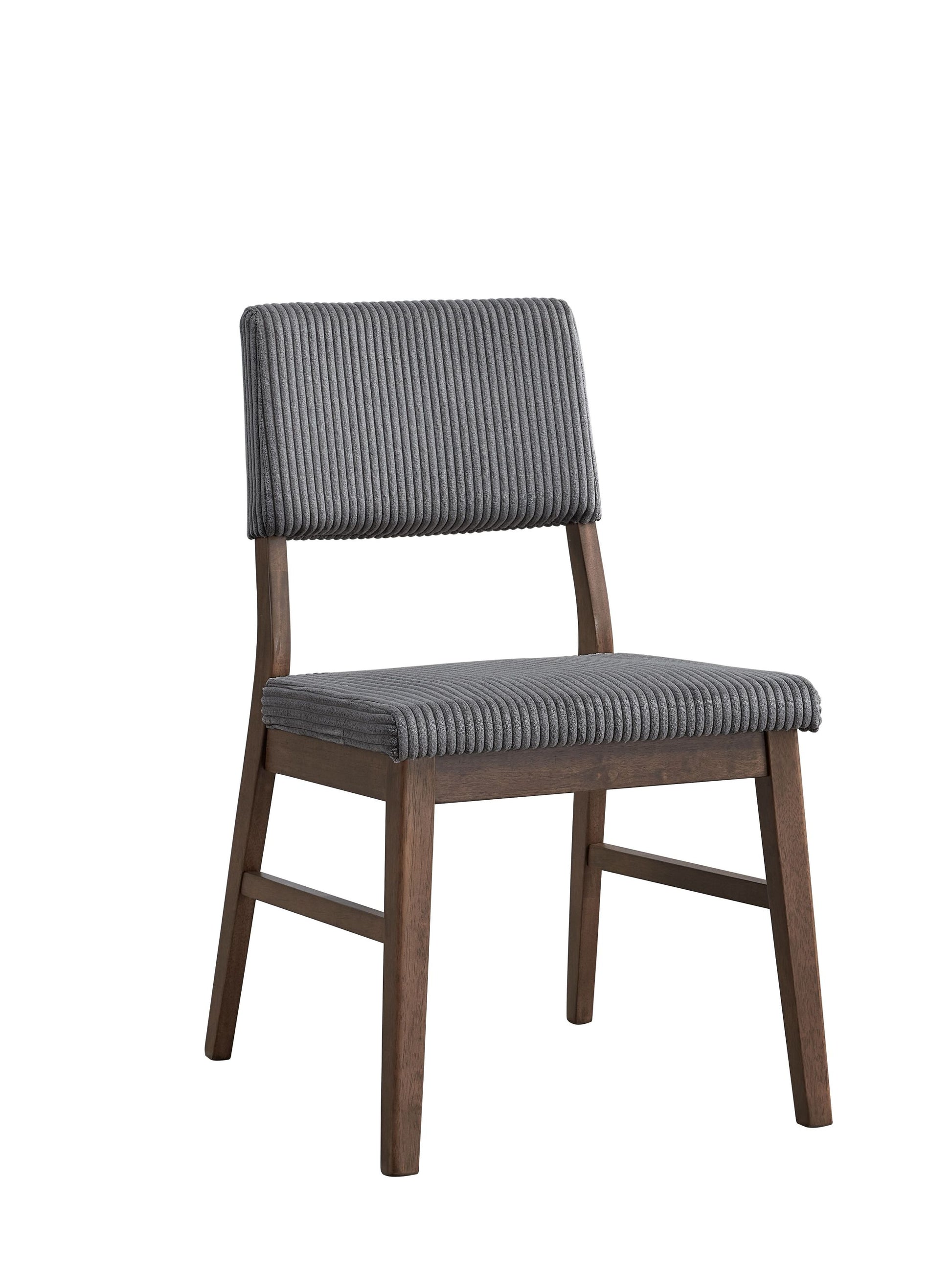 Seda Gray Corduroy & Walnut Finish Side Chair (Set of 2)
