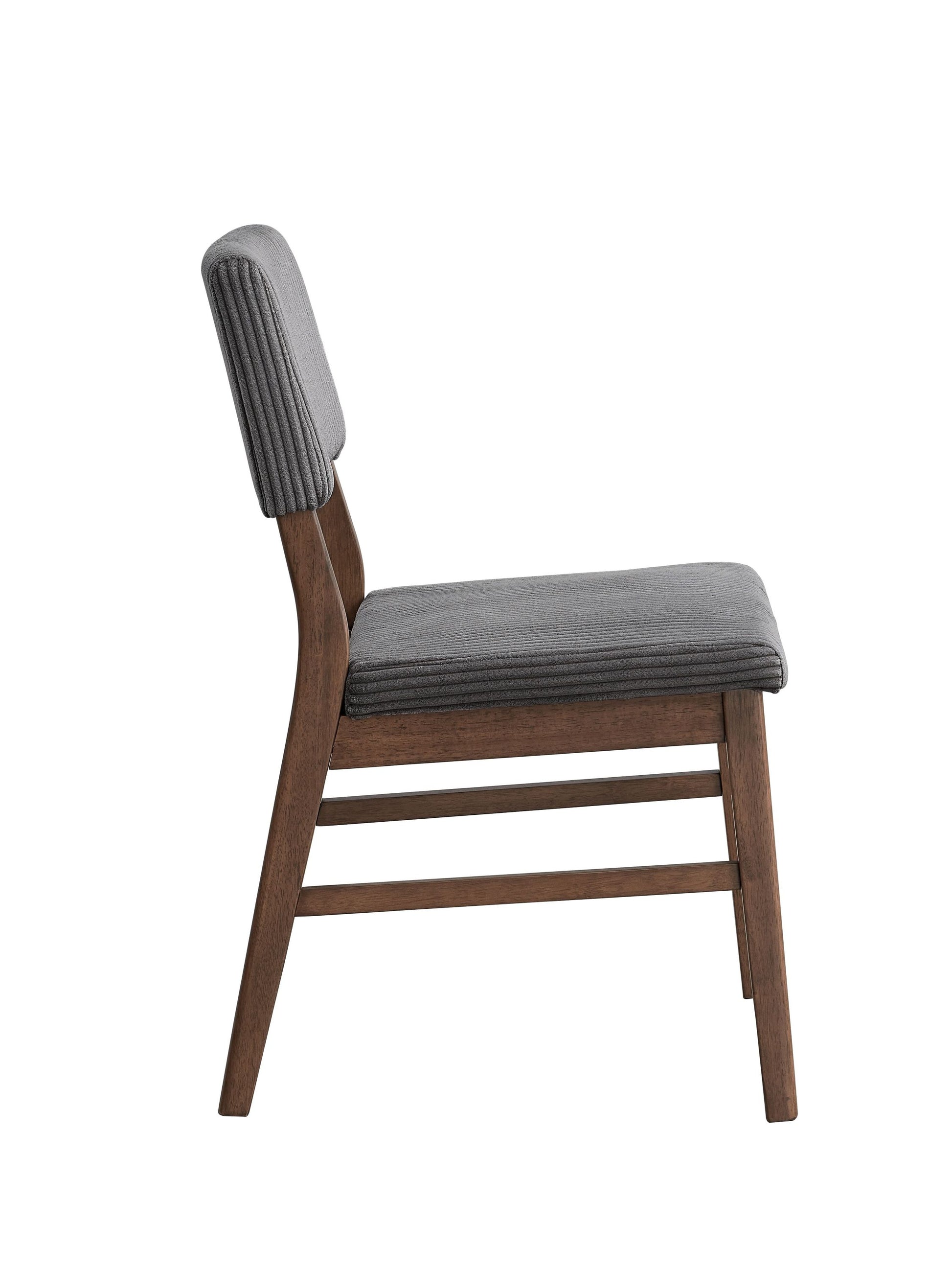 Seda Gray Corduroy & Walnut Finish Side Chair (Set of 2)