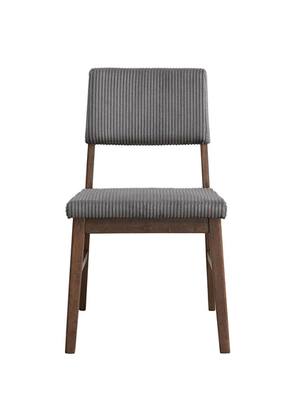 Seda Gray Corduroy & Walnut Finish Side Chair (Set of 2)