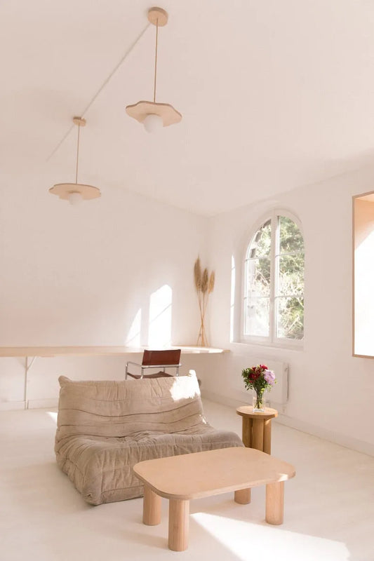 Rectangular light wood coffee table