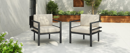 [Set of 2] 27.7'' Modern Outdoor Lounge Chair with Aluminum Frame, Weather-Resistant Cushions, Sleek Design, Perfect for Patio, Garden, or Balcony