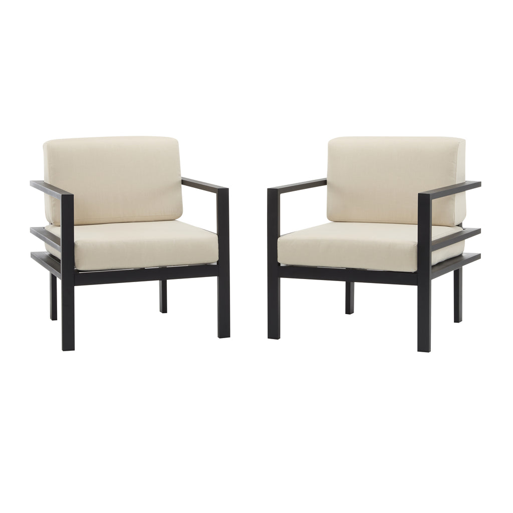 [Set of 2] 27.7'' Modern Outdoor Lounge Chair with Aluminum Frame, Weather-Resistant Cushions, Sleek Design, Perfect for Patio, Garden, or Balcony