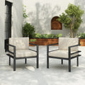 [Set of 2] 27.7'' Modern Outdoor Lounge Chair with Aluminum Frame, Weather-Resistant Cushions, Sleek Design, Perfect for Patio, Garden, or Balcony