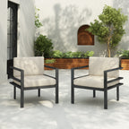 [Set of 2] 27.7'' Modern Outdoor Lounge Chair with Aluminum Frame, Weather-Resistant Cushions, Sleek Design, Perfect for Patio, Garden, or Balcony