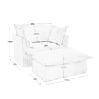 Upholstered Slipcovered Armchair with Ottoman, Deep Seat Armchair W/ Wide Ottoman for Living Room, Armchair Sets with Large Soft Pillows(Set of 2),Chenille Fabric,Black