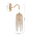 Set of 2 Gold Frame and Cascading Crystal Bead String Wall Sconces, E12 Bulb Socket, Elegant Hanging Light Fixture for Living Room, Bedroom, Hallway (Bulb Not Included)