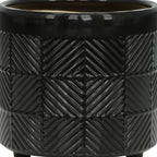 S/2 6/8" TEXTURED PLANTERS, SHINY BLACK