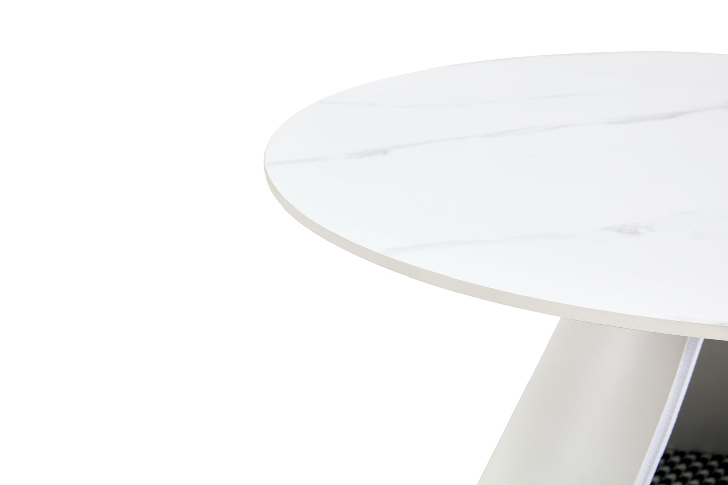 set of 2 coffee round tables with a marble-look top and steel base with 2 cat beds multifunctional and stylish entable