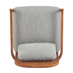 [Set of 2] 26.6' Mid-Century Modern Accent Chair with Walnut Finish Solid Wood Frame and Rattan Backrest, Greyish-Green Cushion, Comfy Armchairs for Living Room, Bedroom, Reading Nook