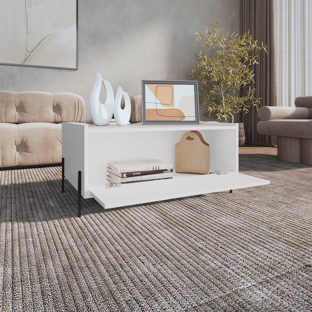 Shan Minimalistic White Coffee Table with Storage.