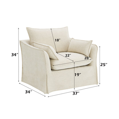 Shane Beige Linen Chair w/2 Pillows