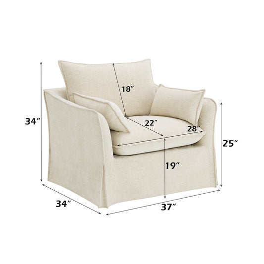 Shane Beige Linen Chair w/2 Pillows