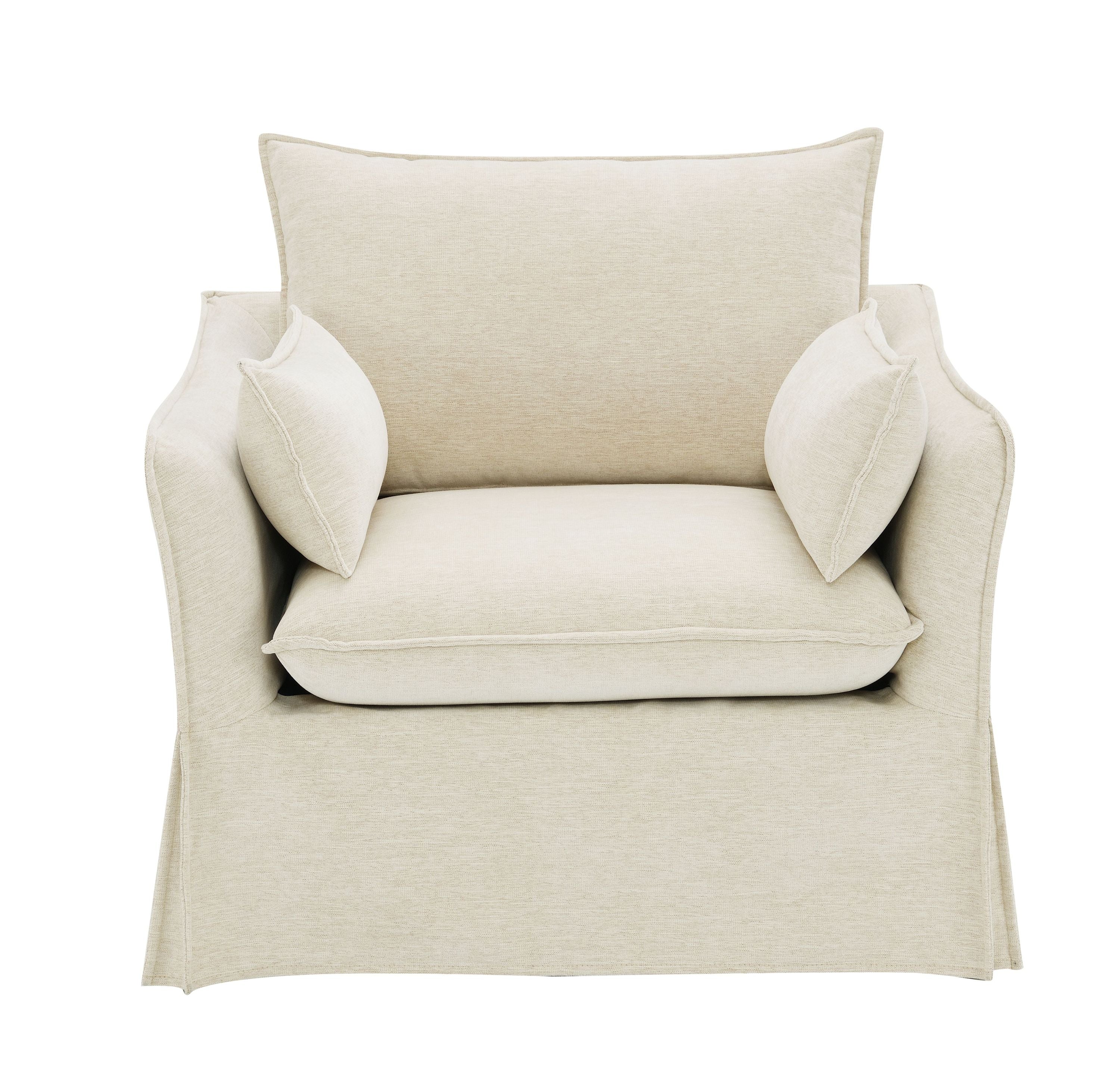 Shane Beige Linen Chair w/2 Pillows