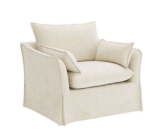 Shane Beige Linen Chair w/2 Pillows