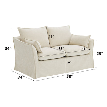 Shane Beige Linen 3Pcs Living Room Set (Sofa, Loveseat, Chair)