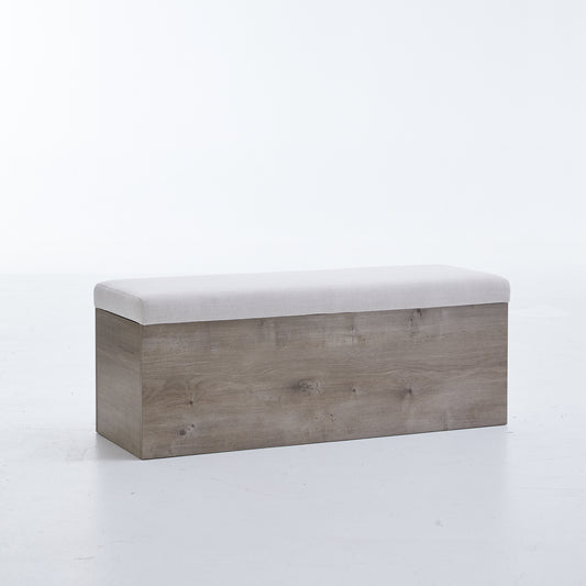 Wooden bench with a white cushion on a white background
