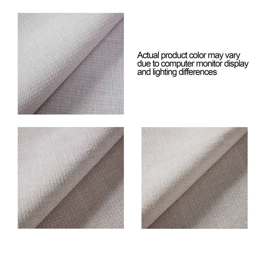 Shelton Upholstered Wingback Bed with 54' High Headboard in Textured Ivory Canvas Chenille, Wood Base, Queen