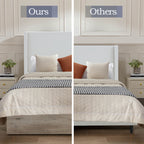 Shelton Upholstered Wingback Bed with 54' High Headboard in Textured Ivory Canvas Chenille, Wood Base, Queen