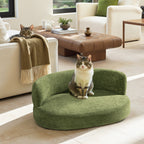 Shep 36' Curved Dog Sofa Bed Medium Moss Green Fleeced Teddy