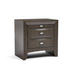 Gray Simple Contemporary 1pc Nightstand Solid wood Bedside Table Knob Pulls 2-Drawers Bedside Table