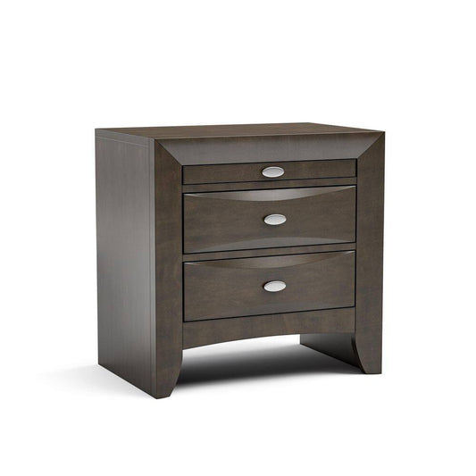 Gray Simple Contemporary 1pc Nightstand Solid wood Bedside Table Knob Pulls 2-Drawers Bedside Table