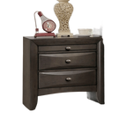 Gray Simple Contemporary 1pc Nightstand Solid wood Bedside Table Knob Pulls 2-Drawers Bedside Table