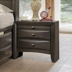 Gray Simple Contemporary 1pc Nightstand Solid wood Bedside Table Knob Pulls 2-Drawers Bedside Table