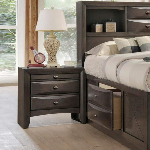 Simple Gray Contemporary Solid Wood 2-Drawer Nightstand.