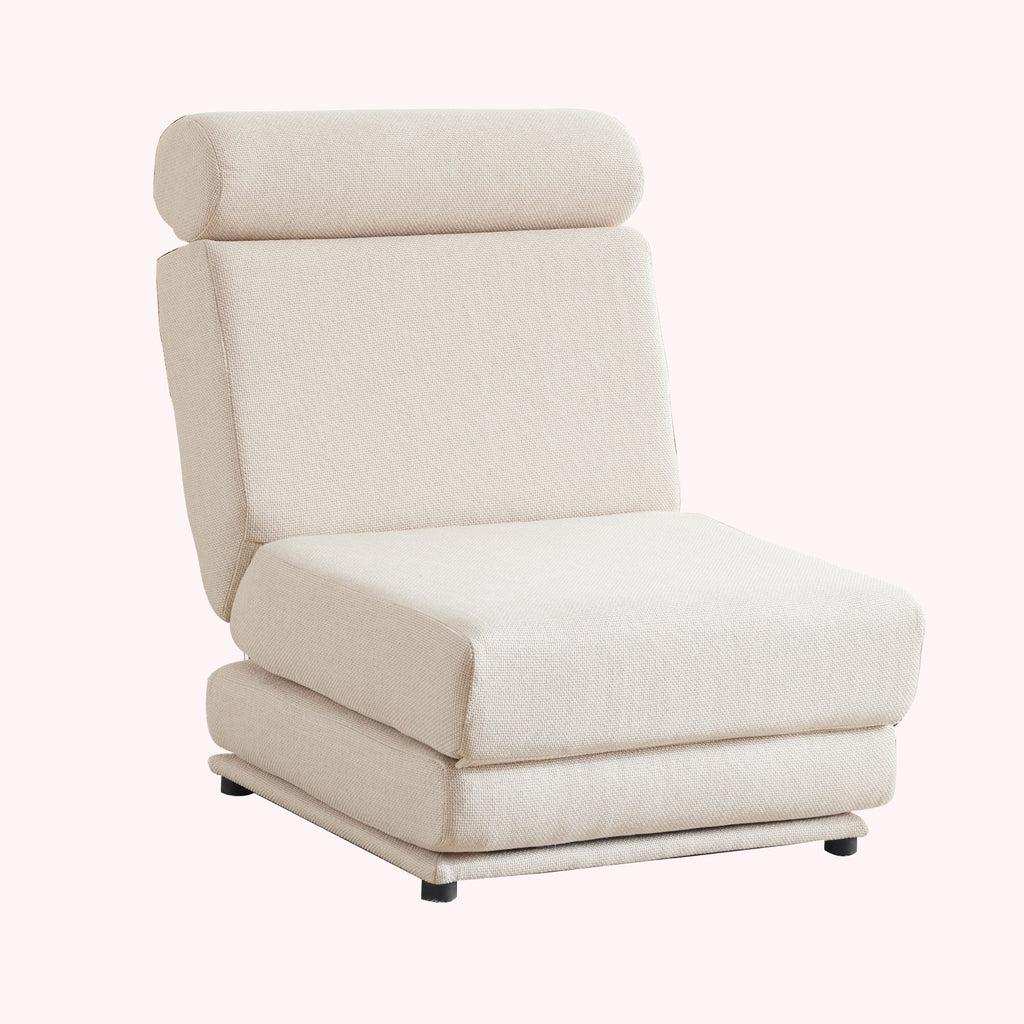 Single Sofa Chair Foldable Single Sofa Bed with Pillow,Portable Foldable Sofa Bed,Leisure Sofa Chair,Easy to Store,Made of Breathable and Wearable Linen Cream white