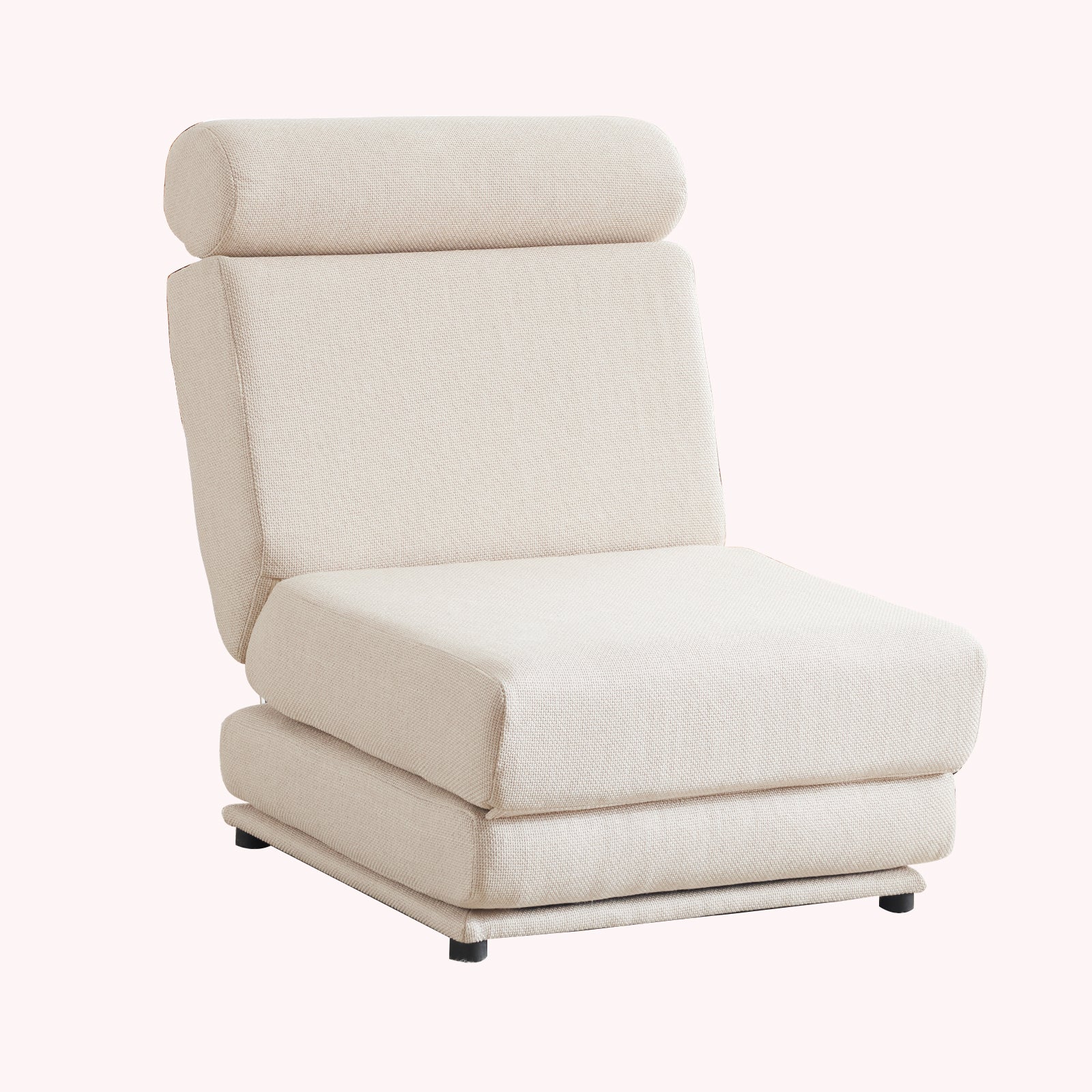 Single Sofa Chair Foldable Single Sofa Bed with Pillow,Portable Foldable Sofa Bed,Leisure Sofa Chair,Easy to Store,Made of Breathable and Wearable Linen Cream white