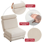 Single Sofa Chair Foldable Single Sofa Bed with Pillow,Portable Foldable Sofa Bed,Leisure Sofa Chair,Easy to Store,Made of Breathable and Wearable Linen Cream white