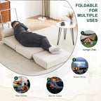 Single Sofa Chair Foldable Single Sofa Bed with Pillow,Portable Foldable Sofa Bed,Leisure Sofa Chair,Easy to Store,Made of Breathable and Wearable Linen Cream white