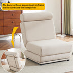 Single Sofa Chair Foldable Single Sofa Bed with Pillow,Portable Foldable Sofa Bed,Leisure Sofa Chair,Easy to Store,Made of Breathable and Wearable Linen Cream white