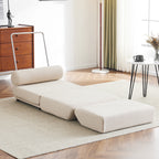 Single Sofa Chair Foldable Single Sofa Bed with Pillow,Portable Foldable Sofa Bed,Leisure Sofa Chair,Easy to Store,Made of Breathable and Wearable Linen Cream white