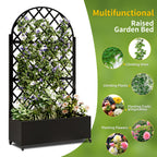 round Metal Planter Box with Trellis Raised Garden Bed with 4 wheelsTrellis & Privacy Screen for Climbing Plants, Vegetables, Vines