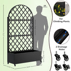 round Metal Planter Box with Trellis Raised Garden Bed with 4 wheelsTrellis & Privacy Screen for Climbing Plants, Vegetables, Vines