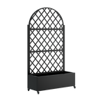 round Metal Planter Box with Trellis Raised Garden Bed with 4 wheelsTrellis & Privacy Screen for Climbing Plants, Vegetables, Vines
