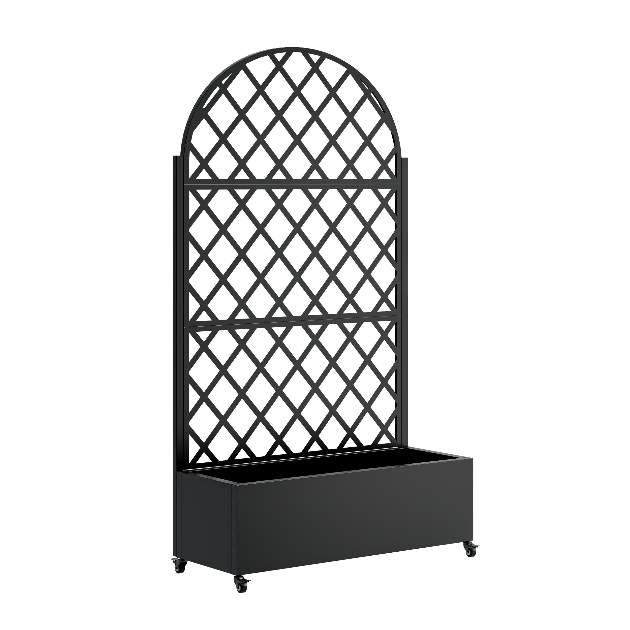 round Metal Planter Box with Trellis Raised Garden Bed with 4 wheelsTrellis & Privacy Screen for Climbing Plants, Vegetables, Vines