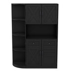 Multifunctional left-right combination hall cabinet (can be used separately) with storage and 4 hooks, storage cabinet/ hall tree 2 in 1 for living room, kitchen and hallway, Black