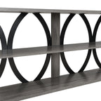 3-Tier Industrial Console Table,70.87 inch, Narrow Entry Table Long Table with Storage for Entryway, Living Room, Foyer, Hallway, black