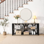 3-Tier Industrial Console Table,70.87 inch, Narrow Entry Table Long Table with Storage for Entryway, Living Room, Foyer, Hallway, black