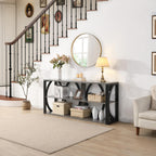 3-Tier Industrial Console Table,70.87 inch, Narrow Entry Table Long Table with Storage for Entryway, Living Room, Foyer, Hallway, black