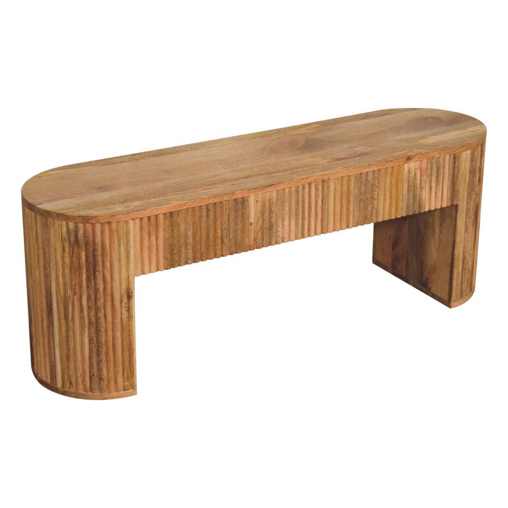 Handmade Ridged Slats Solid Wood Soba Straight Media Unit, Oak