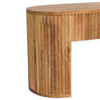 Handmade Ridged Slats Solid Wood Soba Straight Media Unit, Oak