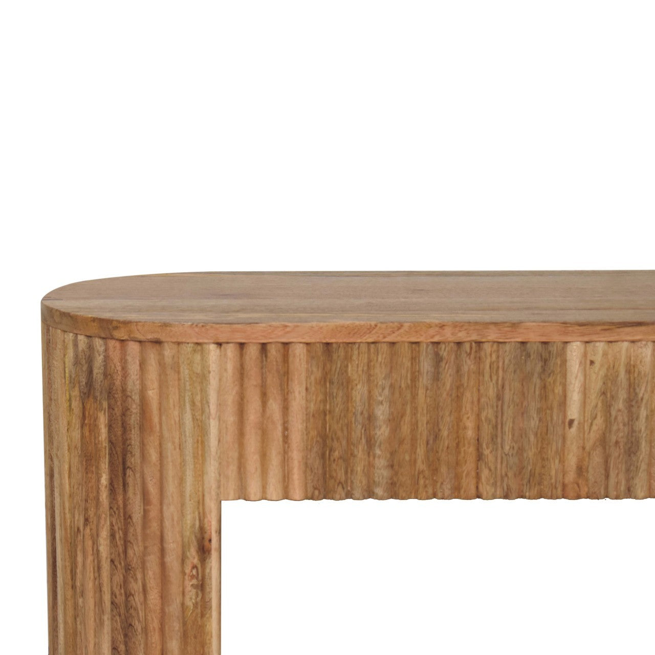 Handmade Ridged Slats Solid Wood Soba Straight Media Unit, Oak